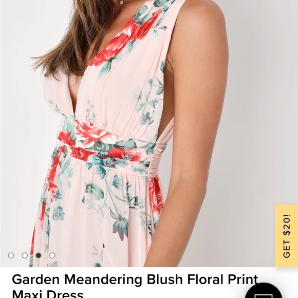 Lulus | Dresses | Lulus Garden Meandering Blush Floral Print Maxi Dress ...